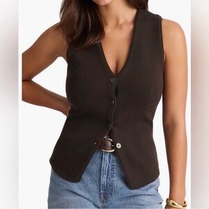 Madewell V-Neck Merino Wool Button-Up Sweater Vest new with tags large Women’s